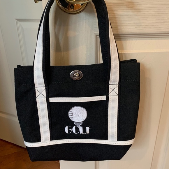 Dot Black/Cream Canvas Golf Tote Bag - Picture 1 of 7